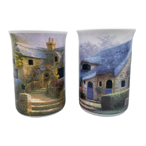 Thomas Kinkade Lilac Cottage Hollyhock House Mugs - Picture 5 of 9